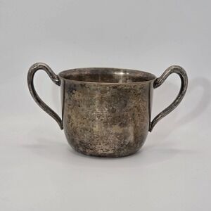 Vintage Academy Silver On Copper Double Handle Creamer Sugar Bowl Cup Tarnish